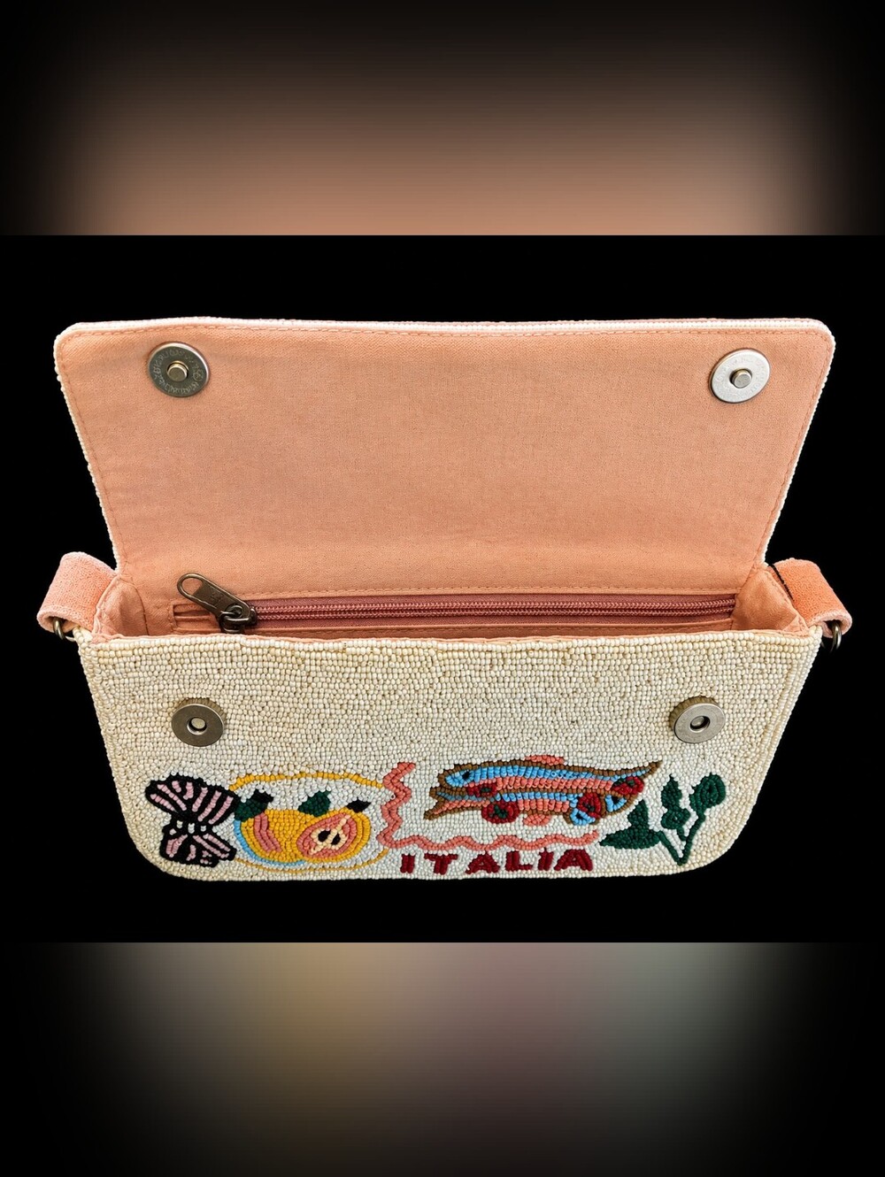 *Viral* America And Beyond :Postcard From Italy" Beaded Shoulder Bag - Picture 4 of 7